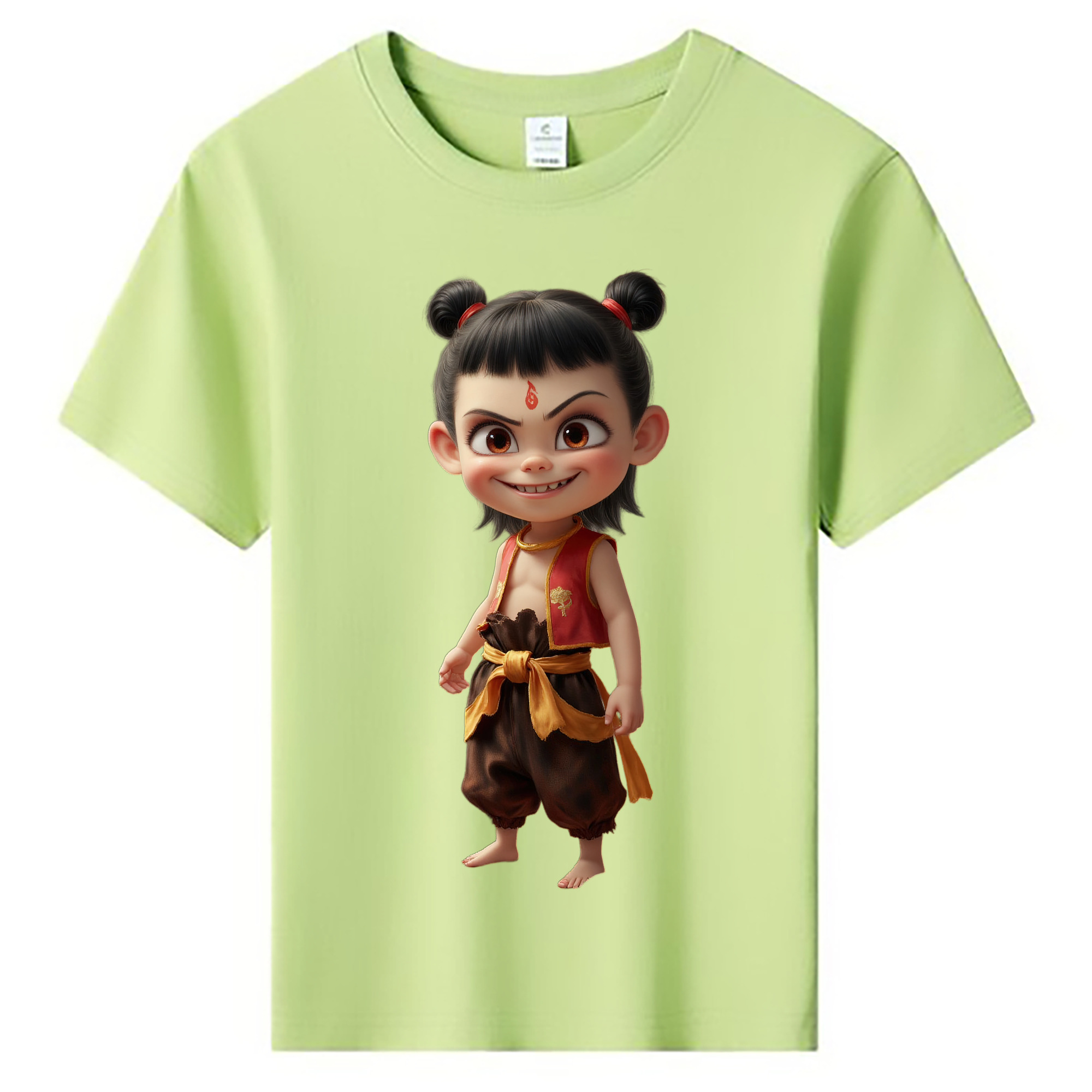 （画像用） Ne Zha 2 ナタ 魔童の大暴れ 綿100％キッズTシャツ（フロントプリント）